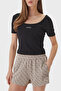 Circe Slim Fit Logo Embroidered Deep Round Neck Top V6Gp04K2969 Top V6Gp04 K2969 Jblk