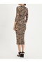 Women's Black-Camel Half Fisherman Zebra Patterned Maxi Dress App1202 - 4