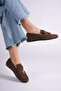 Zr19Ms03 Premium Bitter Brown Suede Beaded Detailed Tasseled Casual Loafer Ballerinas - 4