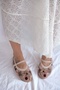 Pety Beige Tulle Floral Embroidery Detail Women's Ballerinas - 5