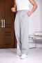 Men's Light Gray Baggy Fit Relaxed Cut Pleated Fabric Trousers - 2