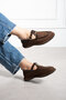 Novento Women's Buckle Elastic Loafer Brown Suede - 2
