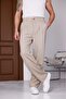 Men's Beige Baggy Fit Relaxed Fit Pleated Fabric Trousers - 2