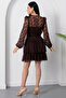 Crew Neck Layered Flocked Tulle Dress Ny3104 - 8