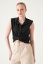 Black Zero Sleeve Tie-Up Shirt 251166 - 7