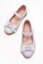 Non-Slip Stoned Bowknot Children's Shoes White Skin - 7