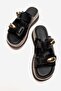 Women's Double Velcro Buckle Slippers Black - 5