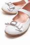 Non-Slip Stoned Bowknot Children's Shoes White Skin - 3