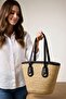 Women's Straw Shoulder Bag - Large Beach and City Bag with Black Leather Detail - 4