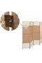 4 Panel Beige Wood Woven Design Decorative Partition Folding Screen/Privacy Room Divider - - 3