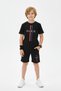 Round Neck T-Shirt and Capri Pants Paris Print Detailed Boys' Summer Set - 2
