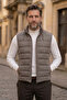 Slim Fit Notched Collar Herringbone Mink Cotton Puffer Vest - 5