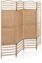 4 Panel Beige Wood Woven Design Decorative Partition Folding Screen/Privacy Room Divider - - 2