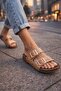 Women's Silvery Double Buckle Non-Slip Sole Comfortable Slippers - 5