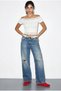 Women's White Madonna Collar Lace Detailed Soft Touch Crop Blouse 0992 60286052 - 2