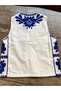 Women's White Color Blue Embroidered Linen Vest with Lining, Ethnic Bohemia Style - 9