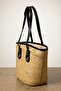 Women's Straw Shoulder Bag - Large Beach and City Bag with Black Leather Detail - 5