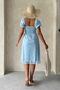 Daisy Embroidered Boat Neck Midi Dress with Tulle Detail on the Chest - 3