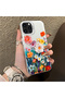iPhone 13 Pro Max Compatible Silicone Edge Hard Back Anti-Fall Phone Case Flower Pattern