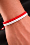Red and White Fan Bracelet - Unisex Macrame Knitted Fan Bracelet