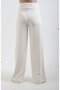 Cream modal fabric ribbed wide leg pants - 4