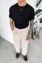 Black Textured Knitwear T-Shirt