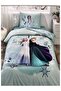100% Cotton Licensed Single Child Duvet Cover Set with Elastic Sheets Frozen Leaves Mint