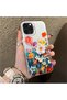 iPhone 15 Pro Max Compatible Silicone Edge Hard Back Anti-Fall Phone Case Flower Pattern