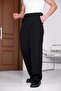 Men's Black Baggy Fit Relaxed Fit Pleated Fabric Trousers - 3