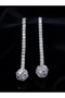 Baguette Zircon Stone Long Dangle Silver Color Waterway Drop Steel Earrings - Tarnish Resistant - 3