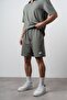 Men's Polo Collar Regular Fit T-Shirt Shorts Set Khaki - 5
