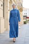 Women's Lace Detailed Waist Tie Blue Ayrobin Dress - 4