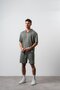 Men's Polo Collar Regular Fit T-Shirt Shorts Set Khaki - 2