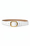 Women's White Thin Belt – Oval Gold Buckle - 3