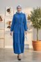 Women's Lace Detailed Waist Tie Blue Ayrobin Dress - 6