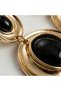 Vintage Women's Earrings Black Dangle Drop Model Gold Color - 5