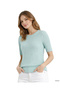 Water Green Short Sleeve Crew Neck Slim Fit Women's Sweater - 3