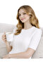 White Short Sleeve Crew Neck Slim Fit Women's Sweatshirt - 3