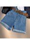 Girls' Belted Denim Jeans Shorts - 2