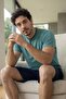 Muted Aqua Shorts and Pat Detailed Elegant Men's Pajama Set - 2