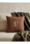 Vintage Squirrel Embroidered Cotton-Linen Throw Pillow Cover – Natural Texture (45X45 cm) Brown - 2