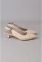 Seç 1211 Genuine Leather Heel Shoes (Heel Height: 5 cm) Beige - 4