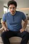 Midnight Steel Short Sleeve Elegant Men's Pajama Set with Placket Detail - 4
