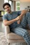 Slate Plaid Short Sleeve Pocket Detailed Elegant Men's Pajama Set - 2