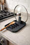 Multi-Purpose Spoon Rest - Ladle Holder - Lid Holder Matte Gray Kitchen Organizer