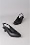 Seç 1211 Genuine Leather Heel Shoes (Heel Height: 5 cm) Black - 7