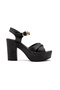 Jvl 162 Cross Adjustable Buckle Detailed Thick Heeled Shoes