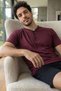 Royal Bordeaux Elegant Men's Pajama Set with Pat Detail on Shorts - 2