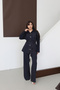 Premium Rhinestone Collection Series Pocket Detail Belted Denim Jacket and Jeans Set - 3