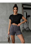 Anthracite Gray Relaxed/Comfortable Fit Short Stretch Knit Shorts & Bermuda